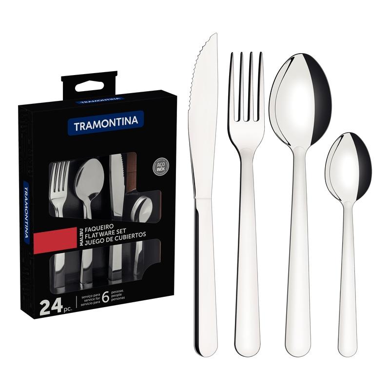 Faqueiro Tramontina Aço Inox Malibu 24 Peças em Oferta na Shopee
