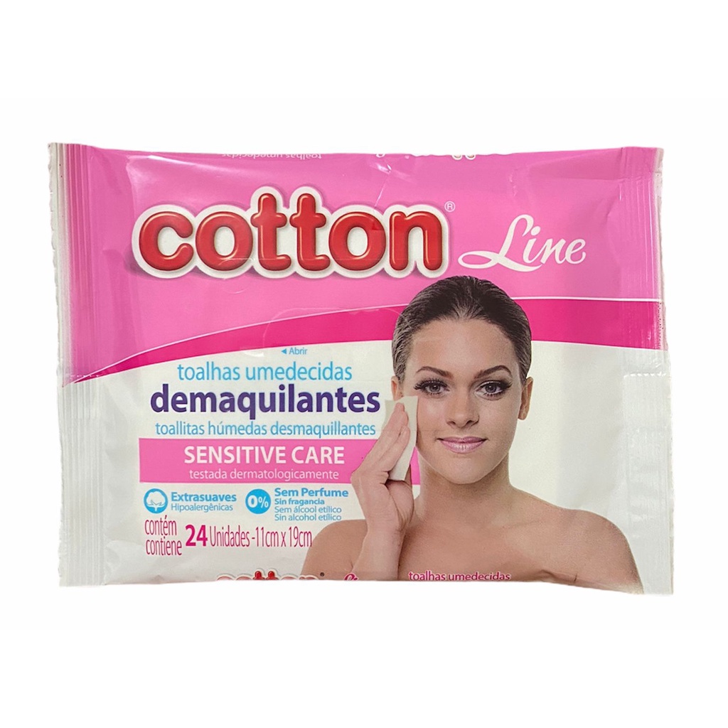 Lenços Umedecidos Demaquilante Cotton Line 24 Unidades