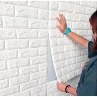 Kit 12 Placa Pastilha Painel 70x77cm 3d Tijolo Branco Auto Adesivo