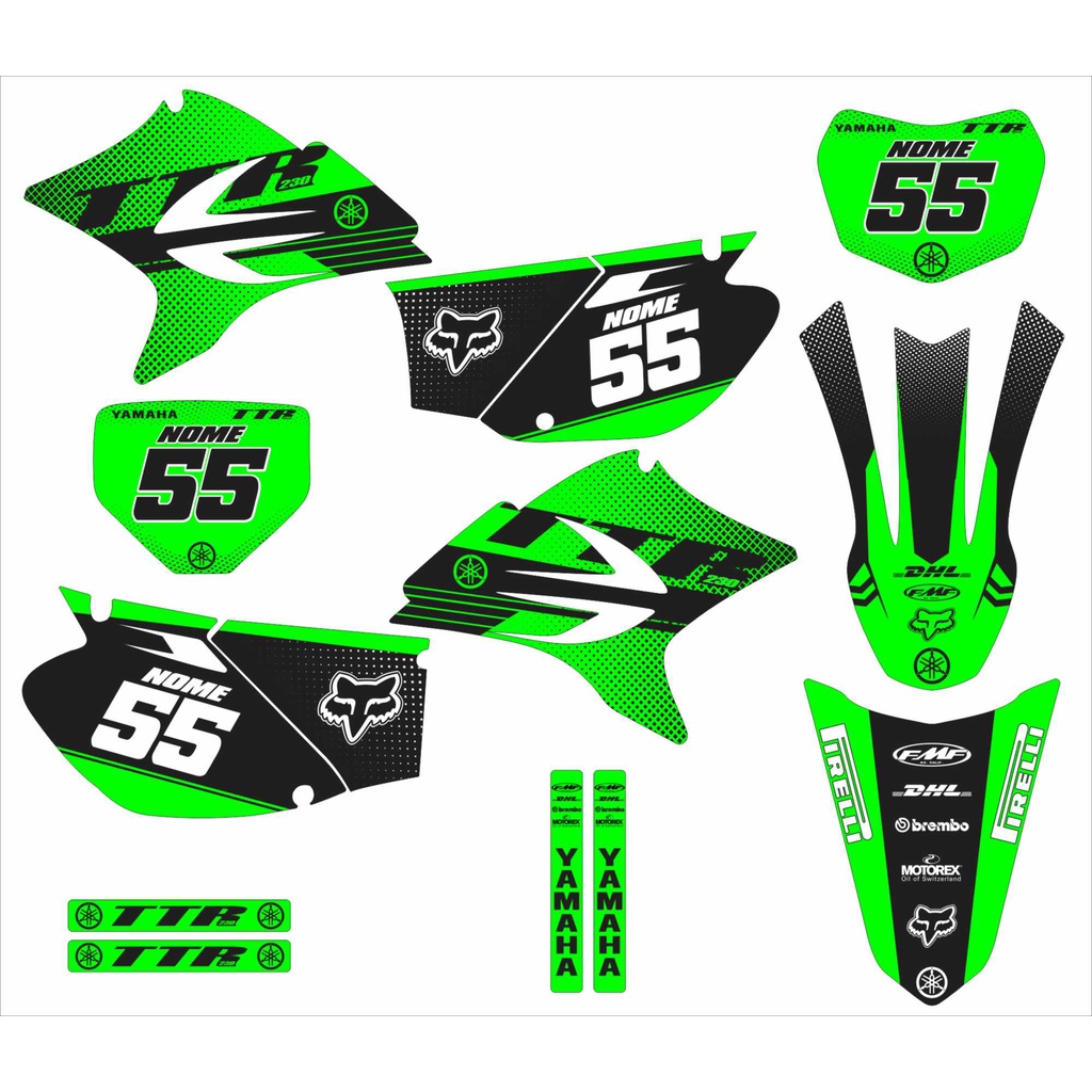 Kit Adesivos Gráfico Motocross Trilha Yamaha Ttr 230 0,20mm R001