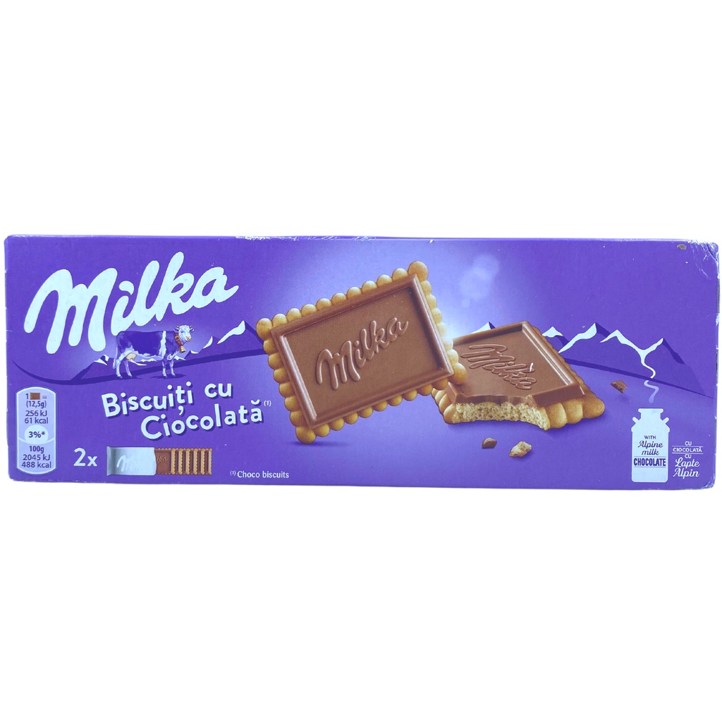 Milka Choco Biscuits Biscoitos cobertos com chocolate alpine Milka ao leite - Importado 150g - Embalado em caixa de isopor, veja as avaliações da loja.