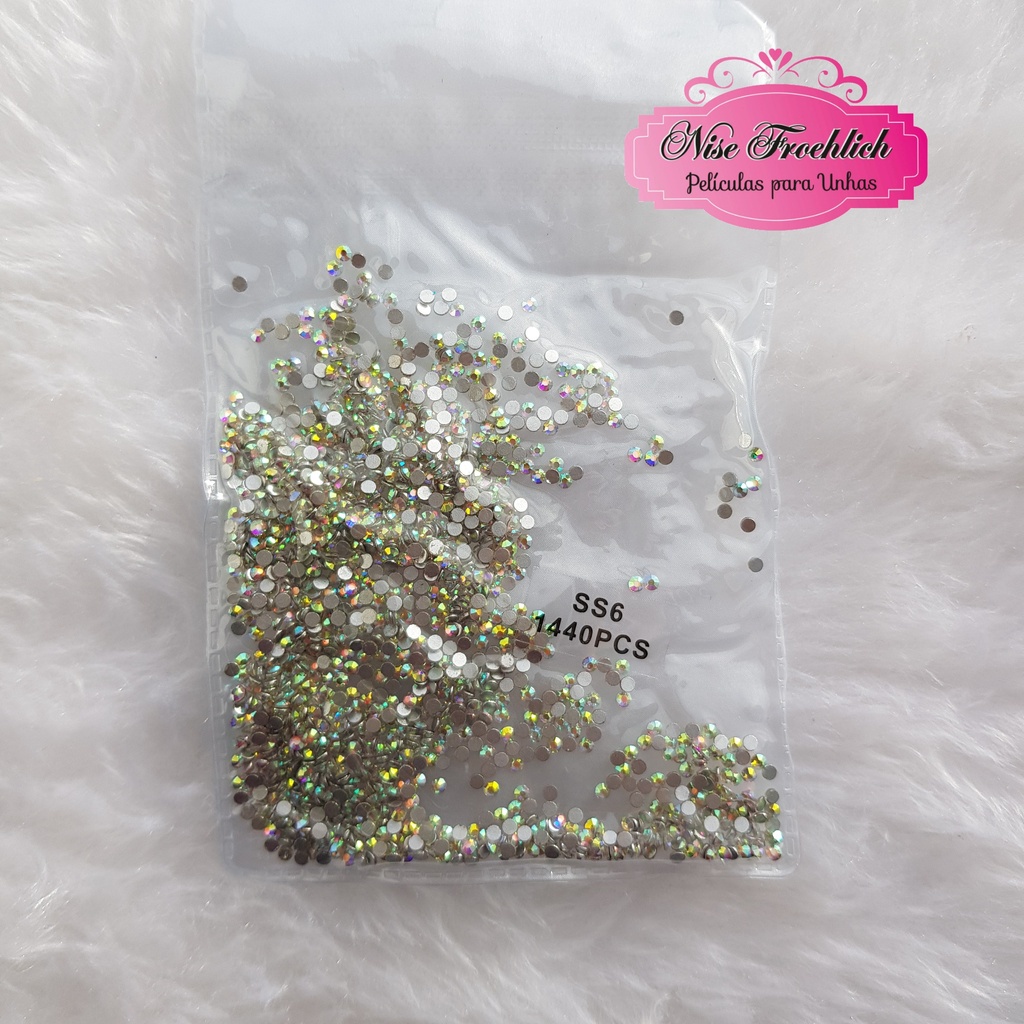 Pacote Com 1440 Pedras Strass Cristal Similar Ao Swarovski Furta Cor para Unhas Pedrinhas Tamanho 2mm