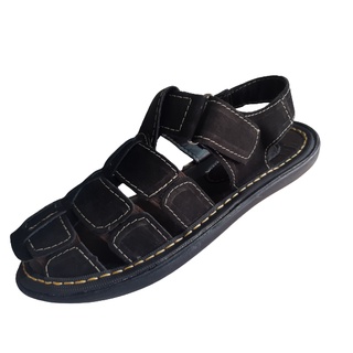 Sandalia em Couro Masculina com Solado em Borracha Antiderrapante Palmilha macia Confortavel Ortopedica Antistress para Diabeticos Esporão otima para Caminhada Dirigir Lazer