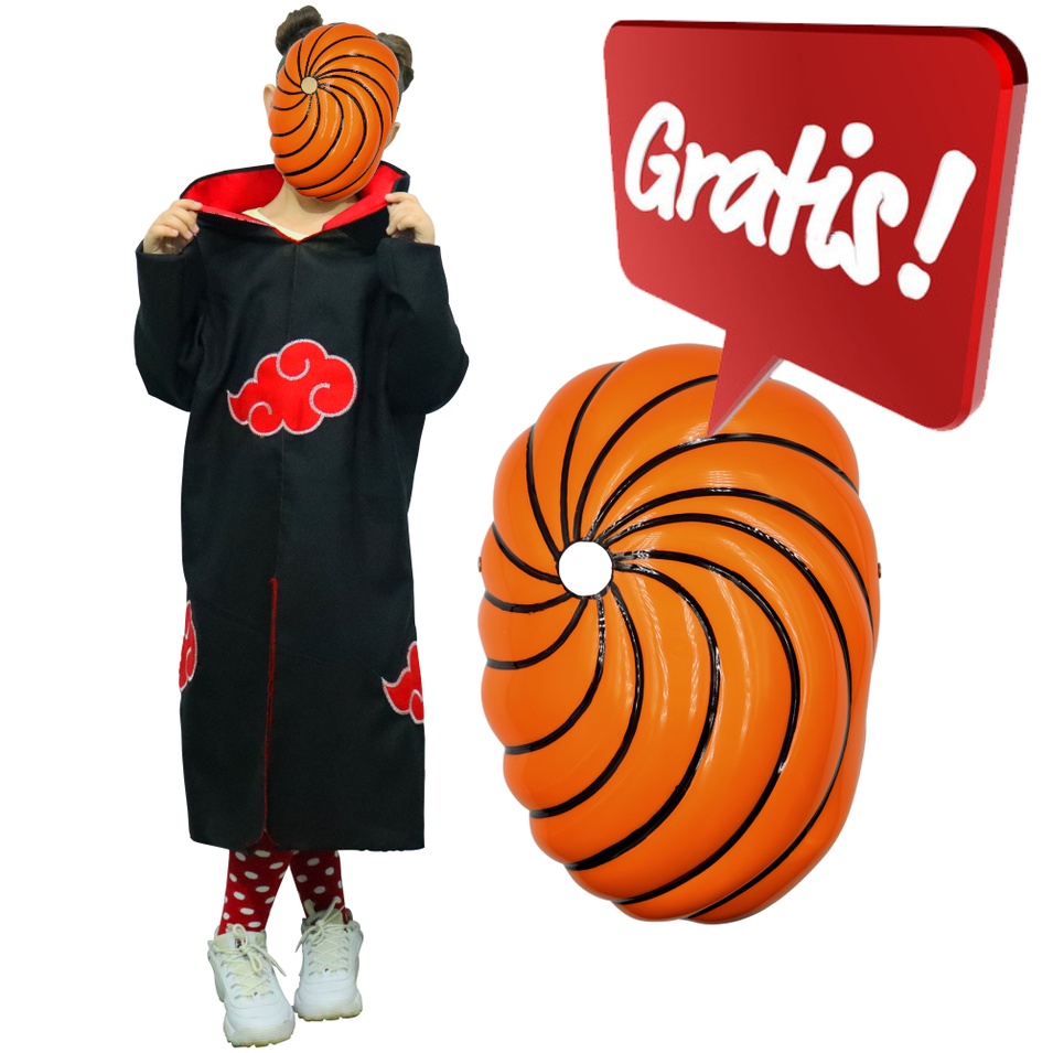 Manto Akatsuki + Mascara Tobi /cosplay/fantasias /naruto/gola Dura