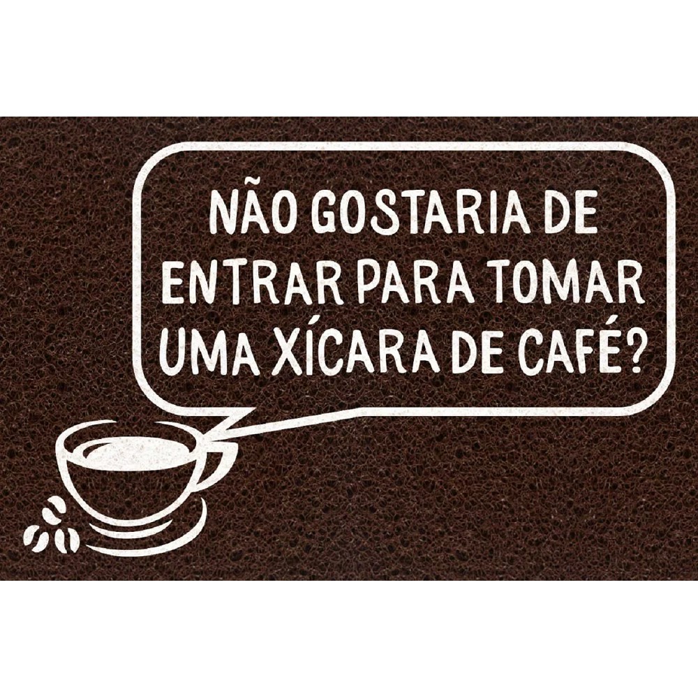 Tapete Capacho de Porta Divertido e Personalizado Chaves Xícara de Café
