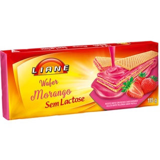 KIT 3 - Wafer Liane Morango Sem Lactose Pacote 90G.