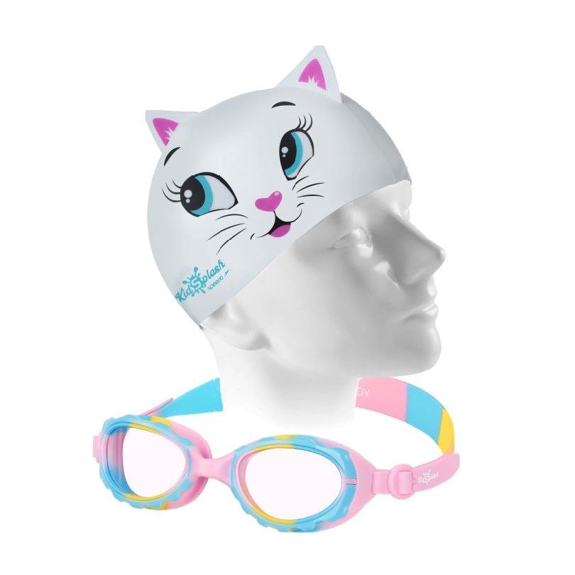 Kit Natação Speedo Óculos Candy + Touca Cat Silicone Infantil 2 a 6 anos Lentes com Antiembaçante e Proteção UV