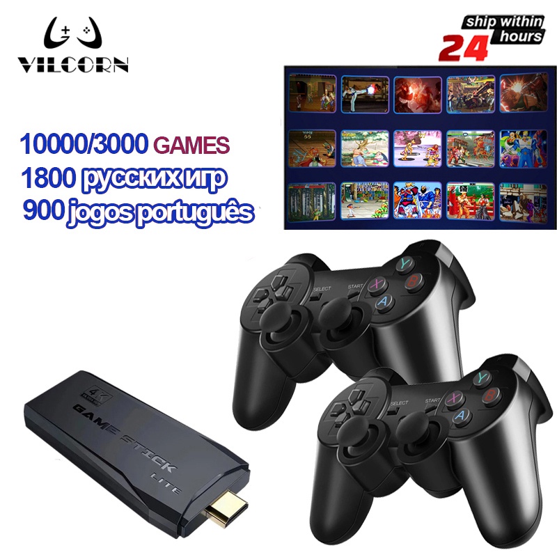 HDMI Retro Video Game Stick 4k Para PS1 GBA 64 Pouco 1800 Português Jogos Unidade De MAME