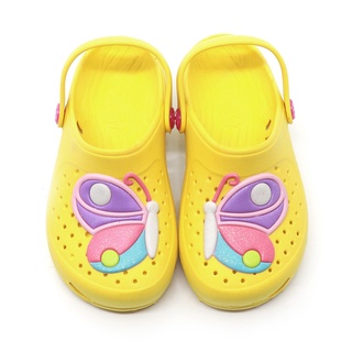 Sandália Babuche Papete Chinelo Infantil Plugt Kids Menina Borboleta Colorida Glitter Amarelo