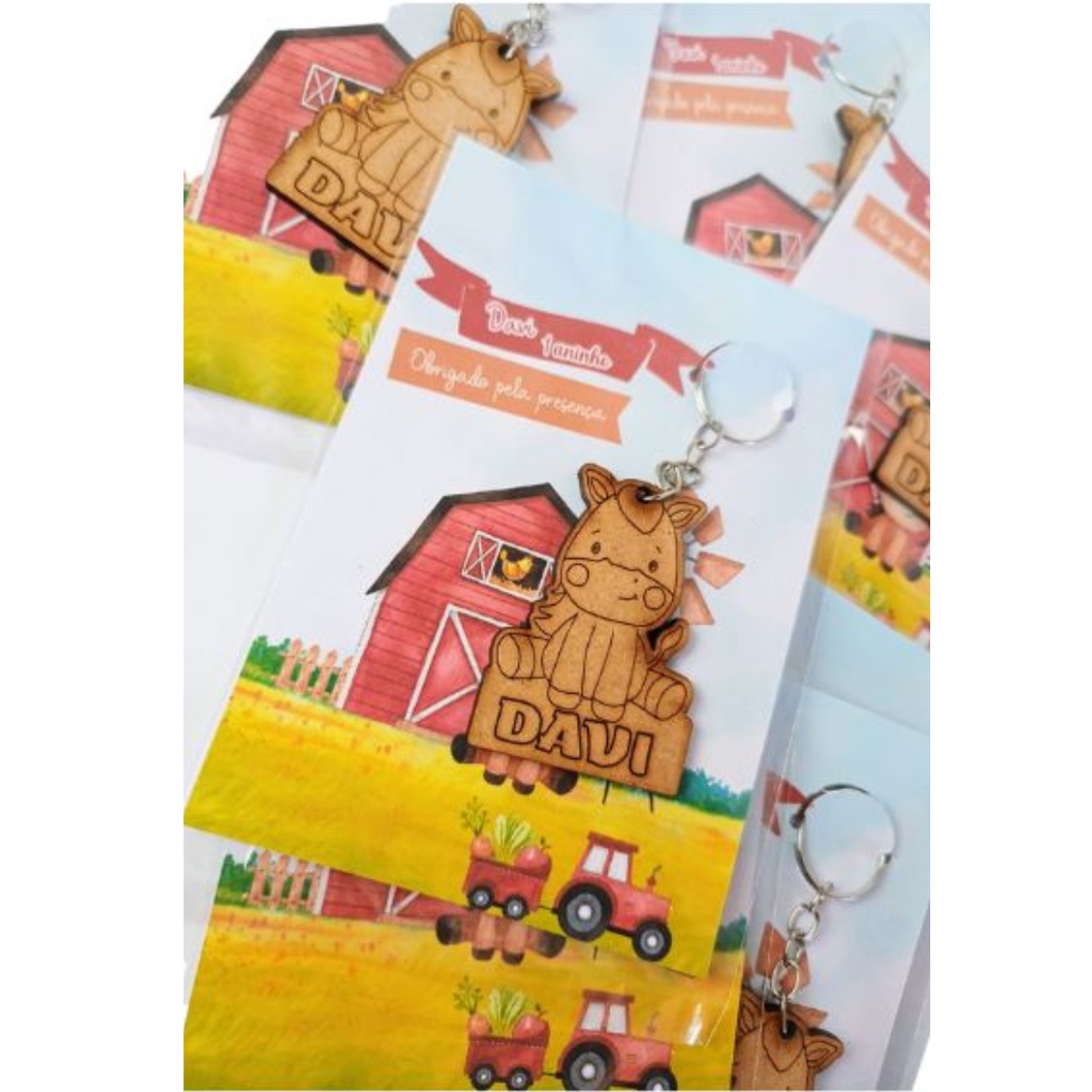 Chaveiro Personalizado Aniversário Lembrancinha - Fazendinha ( Menino e Menina ) em Oferta na Shopee