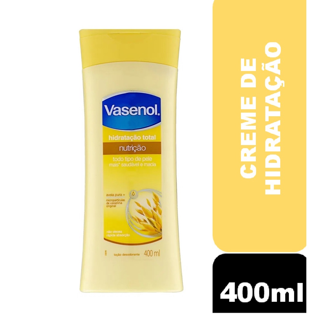 Loção Desodorante Hidratante Corporal Vasenol Nutrição 400ml em Oferta na Shopee