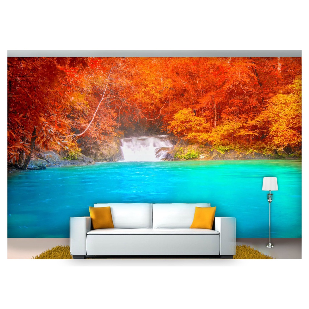 papel de parede Cachoeira Natureza Outono 3D 7,5m² NCH191