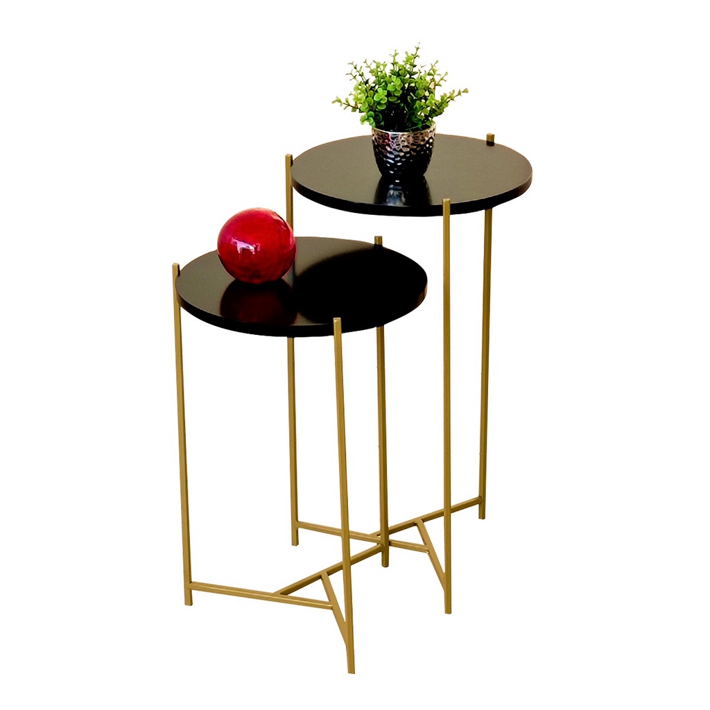 Mesa De Canto Moderna Sala Estar Pé De Ferro Dourada Mesinha Lateral Apoio Sala Sofá Quarto Decoração Pequena Redonda Kit Conjunto Centro Auxiliar Industrial