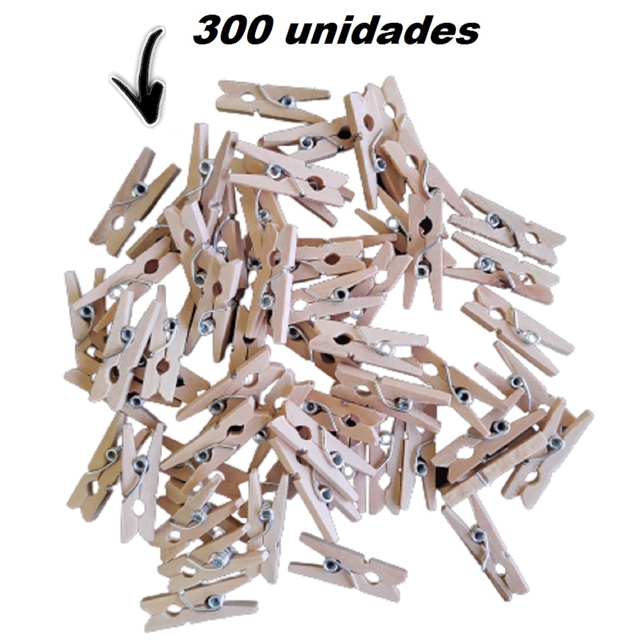 300 Unidades Mini Pregador Prendedor Madeira Fotos Retratos em Oferta na Shopee