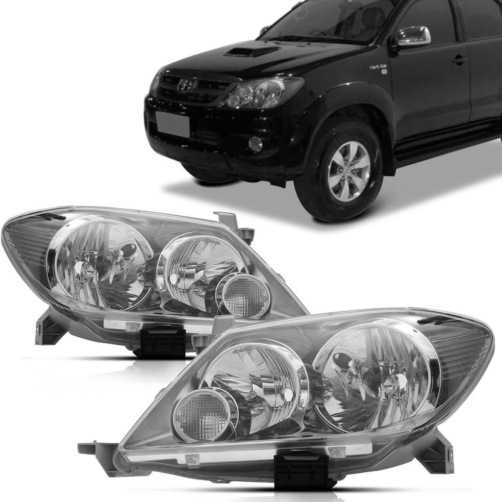 Par Farol Hilux Sw4 2006 2007 2008 Foco Duplo Cromado em Oferta na Shopee