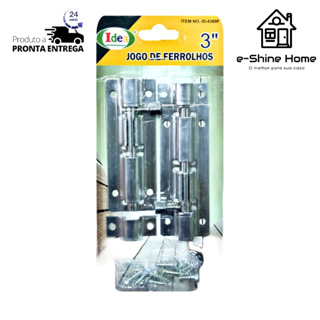 Ferrolho Trinco 7,5 cm. 2 unidades + 12 parafusos ID-4369F Idea em Oferta na Shopee