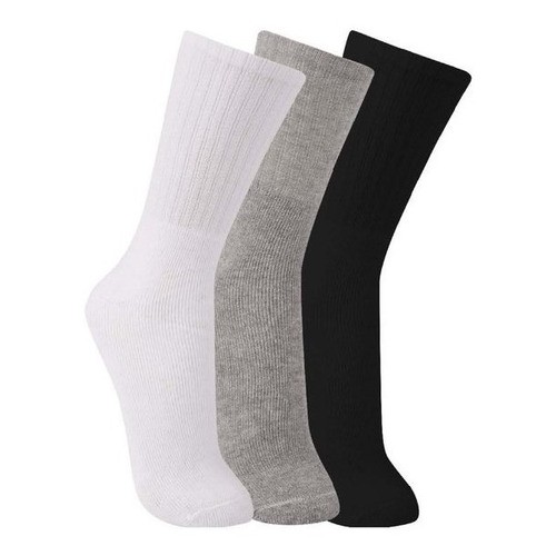 3 Pares Meias Masculinas Esportivas Branca Preta Trifil Cano Alto Longo Algodao Punho Soft Para Academia Fitness Treino