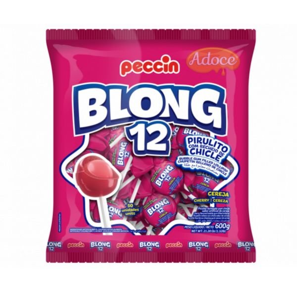 Pirulito Chicle Blong 12 50unx12g Peccin Cereja em Oferta na Shopee
