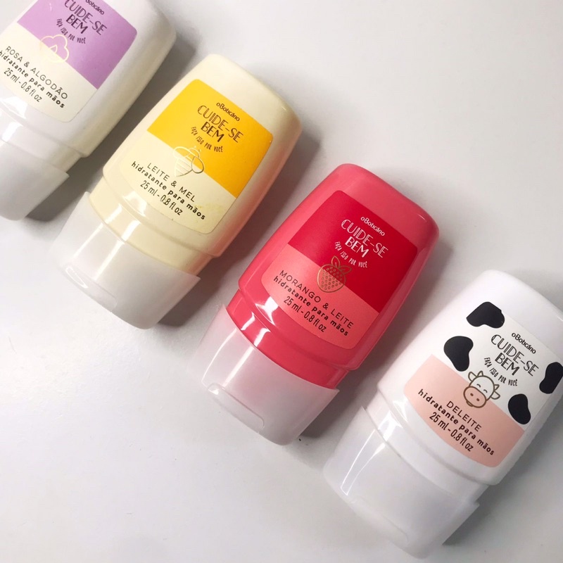Creme Hidratante Desodorante para Mãos Cuide-se Bem Morango e Leite Deleite e Mel 25ml