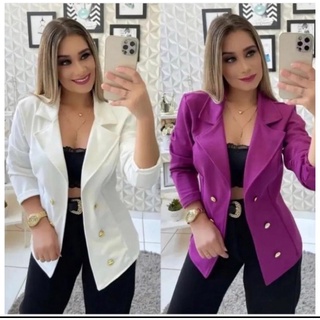 Blazer Feminino Social Casaco NEOPRENE Blusa Feminina Com Botões