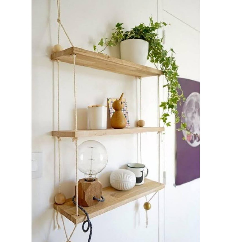 Prateleira Madeira Maciça Decoração Sala , Quarto plantas ou Banheiro = Tok Stok