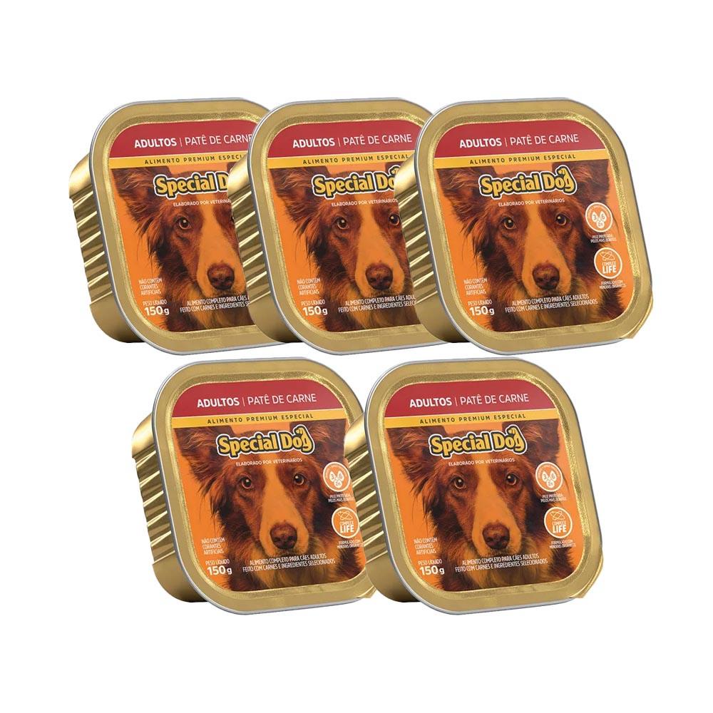 Kit 5 Ração Special Dog Patê Cães Adultos Carne 150g em Oferta na Shopee