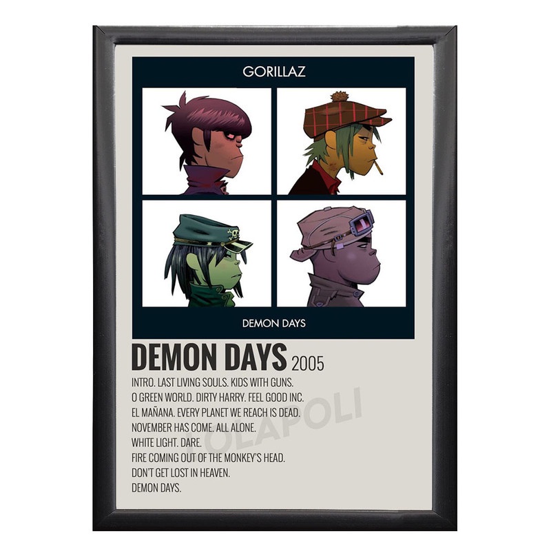 Quadro Dceorativo Banda Gorillaz Rock Britânico 45x33 promação