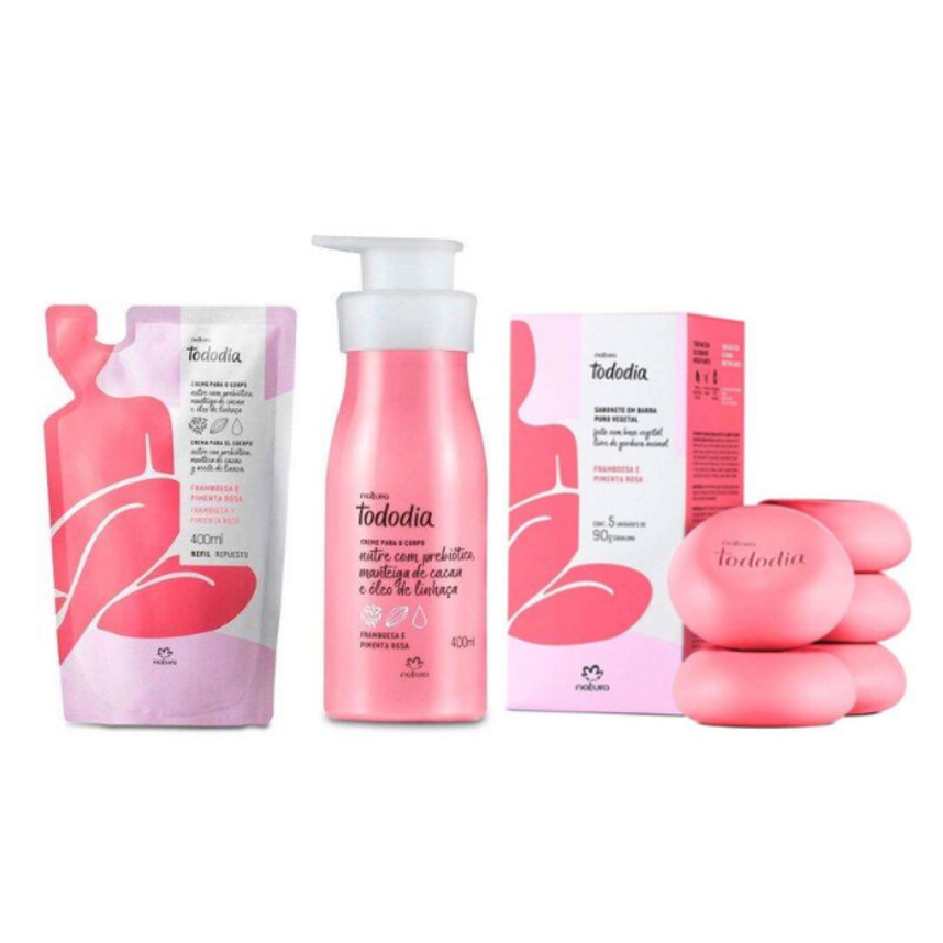 Kit Hidratante Natura Tododia Framboesa E Pimenta Rosa Ml Refil Sabonetes Em Barra