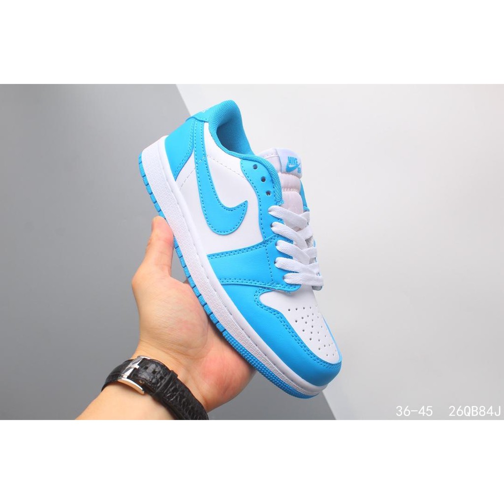 Tenis Nike Air Jordan 1 Low Sjdwm2 Aj1 Tenis Cano Baixo Branco E Azul Shopee Brasil