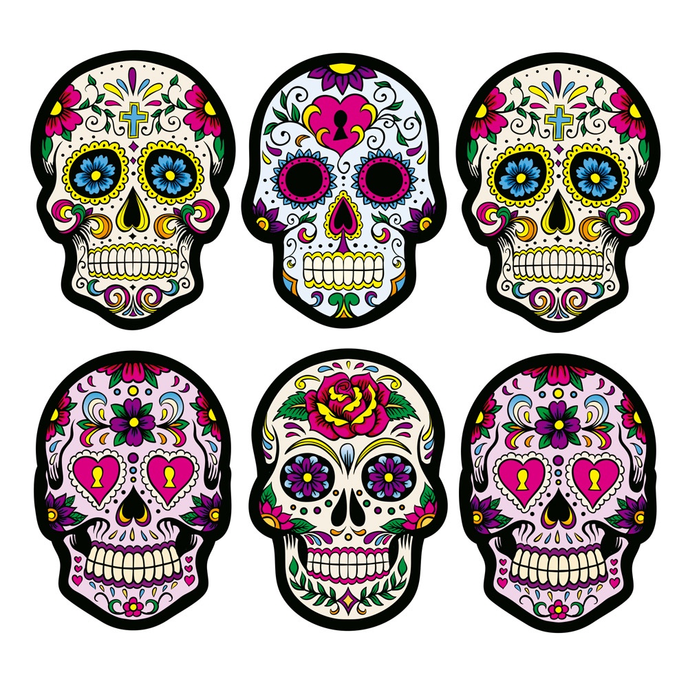 Cartela Adesiva Caveira Mexicana Dia de Los Muertos Decoração Sticker Planner Caderno Prova D'água em Oferta na Shopee