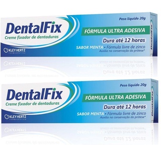 Kit 2 Fixador de dentadura Dentalfix 20g creme sabor Menta