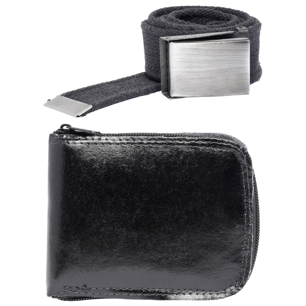 Kit Carteira de Zíper em Couro Bovino  e Cinto Masculino em Promoção Oferta Shopee