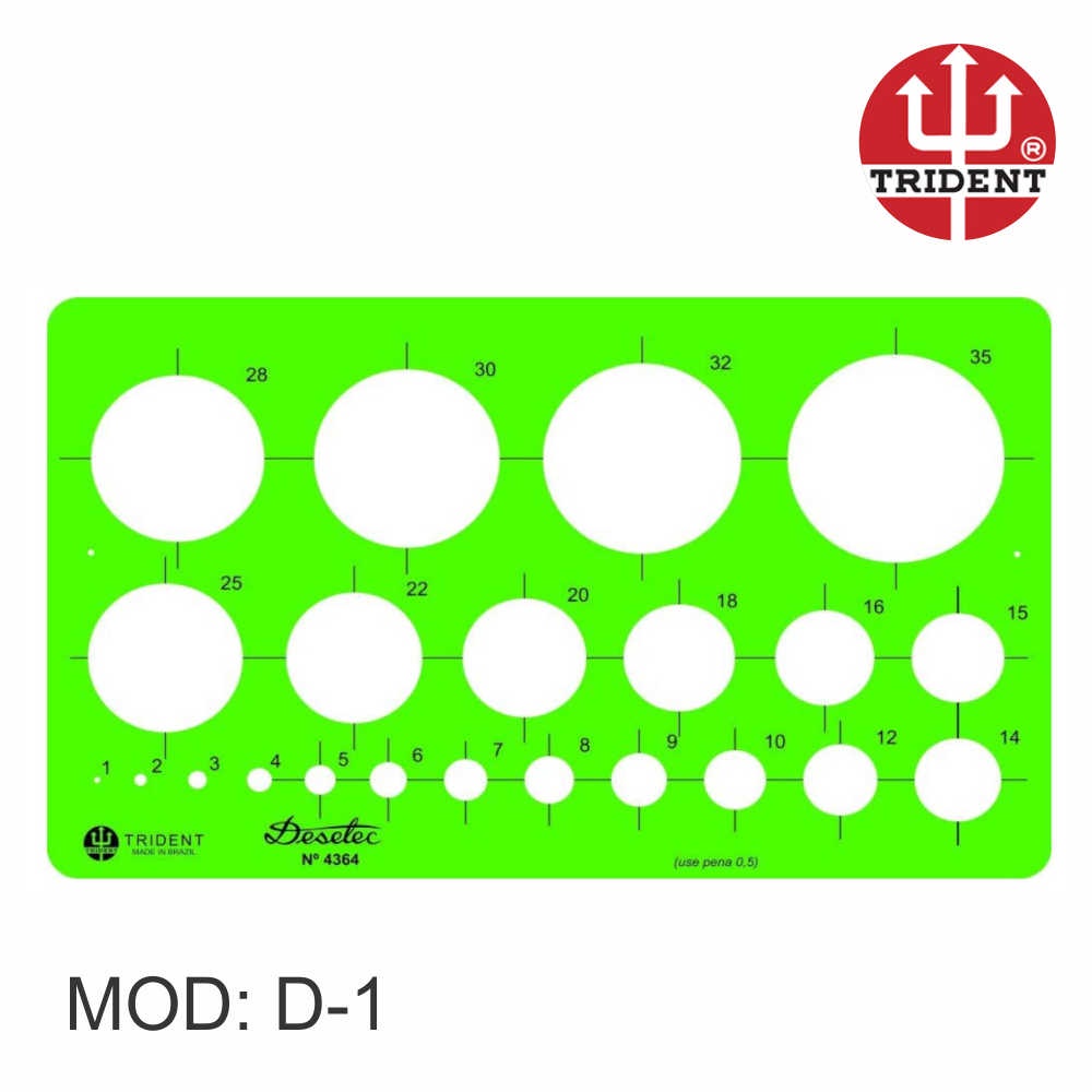 Gabarito Desetec Trident D1 Círculos Bolometro Circulografo 
