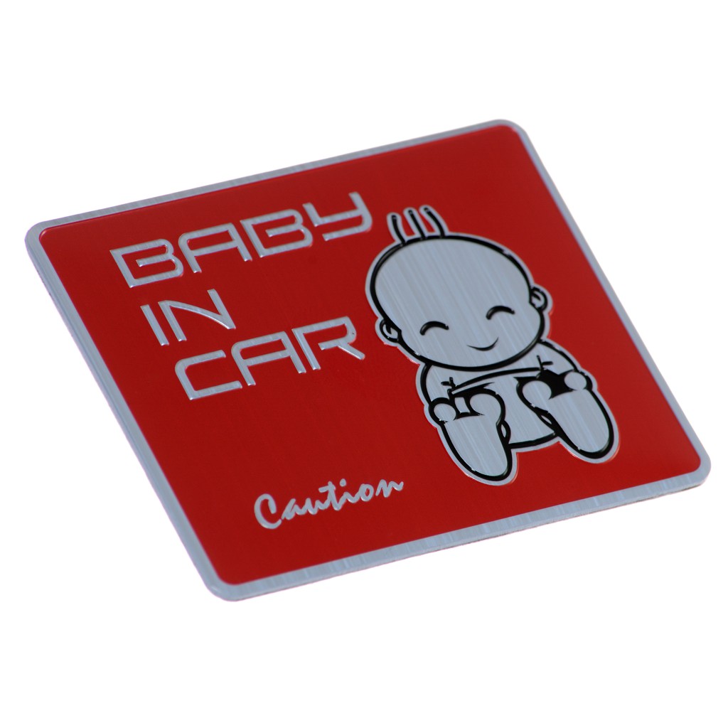 ADESIVO BADGE EMBLEMA EM METAL INOX ESCOVADO BABY I CAR BEBE A BORDO
