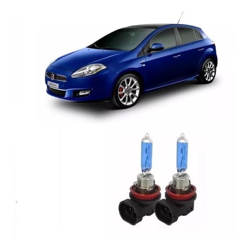 Par Lâmpada Super Branca Farol Milha H11 Fiat Bravo