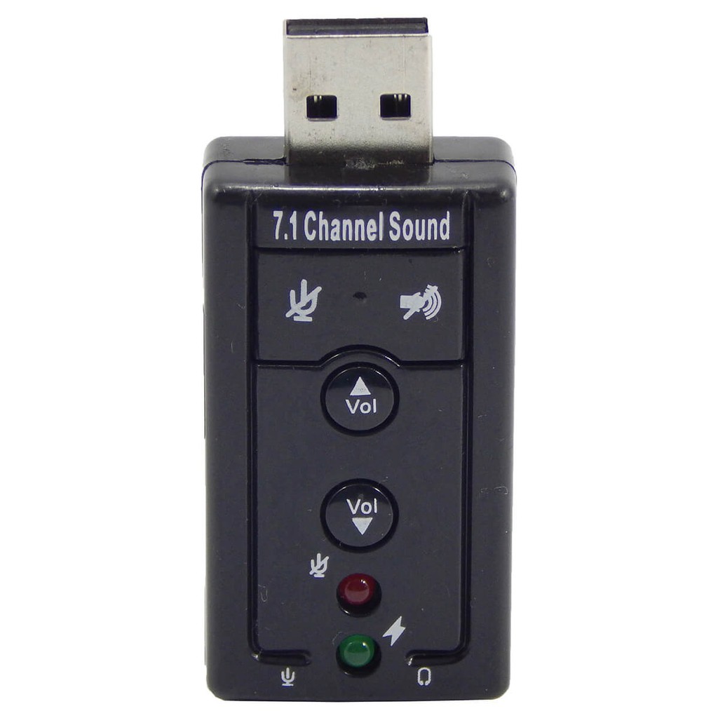 Adaptador Placa De Som USB 7.1 Conector P2 Fone Microfone