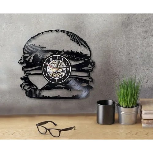 Hamburgueria Hamburguer 01 - Relógio Disco De Vinil Decoração