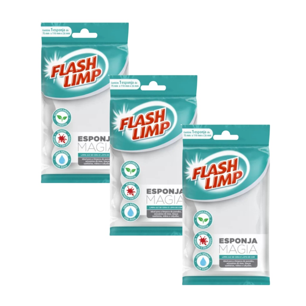 Kit 3 Esponja Magia Limpa Tudo Azulejo Parede Cozinha Flash Limp - Home & Living