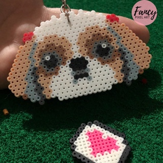 Chaveiro Shih Tzu (Hama beads/ Perler Beads/ Pixel Art) | Shopee Brasil