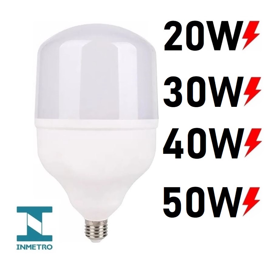 Lâmpada Led Bulbo 20w, 30w, 40w, 50w E27 Bivolt 6500K Branco Frio em Oferta na Shopee