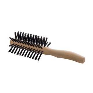Escova Para Cabelo Cabo Madeira Cerdas Redonda Em Nylon- Escobel