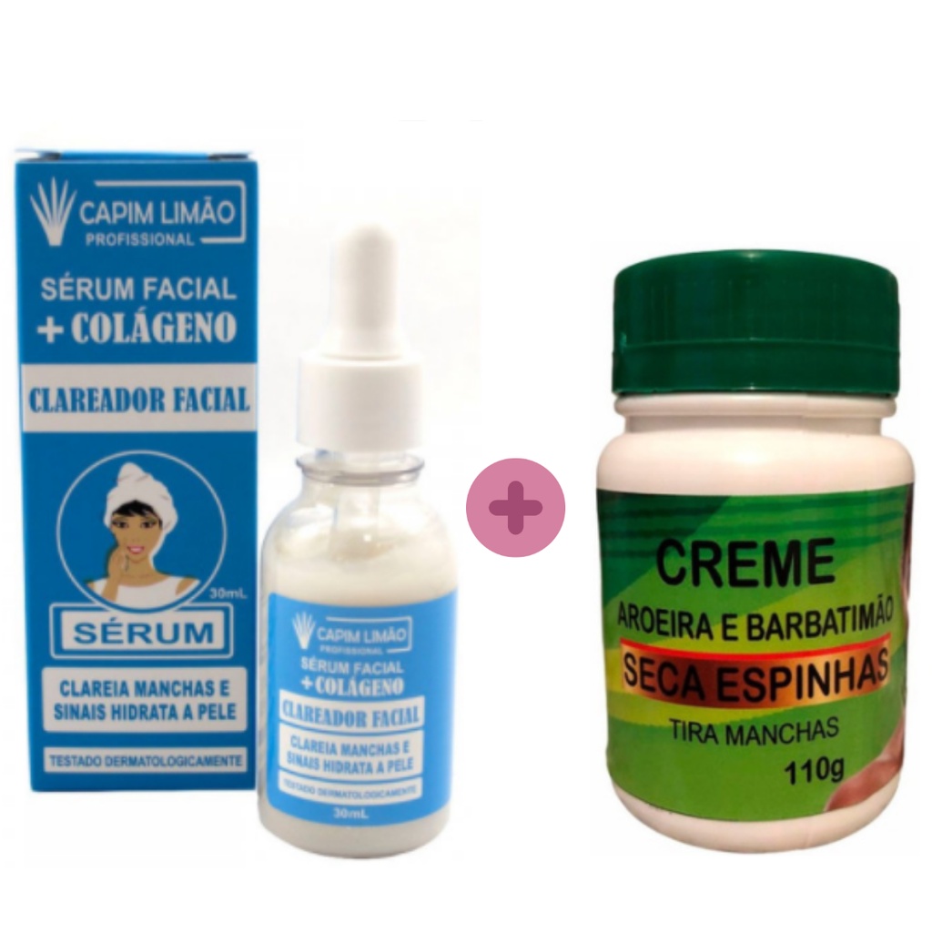 Creme P/ Espinhas e Tira Manchas Faciais + 1 Serum Clareador De Manchas ...