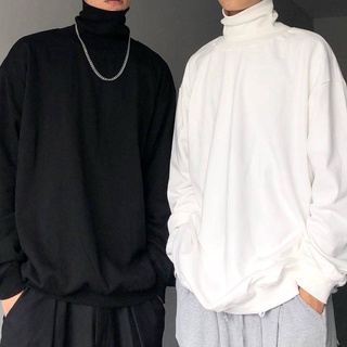 Camiseta Masculina Em Cores Únicas Com Gola Alta E Manga Comprida Para Outono/Inverno 2022ins