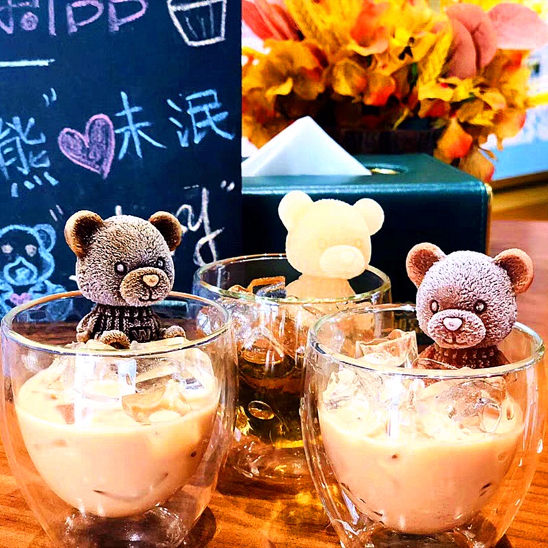 Moldes para Gelo em Forma de Urso - Pacote com 2 unidades de Silicone 3D para Café, Chá com Leite, Whisky e Bebidas de