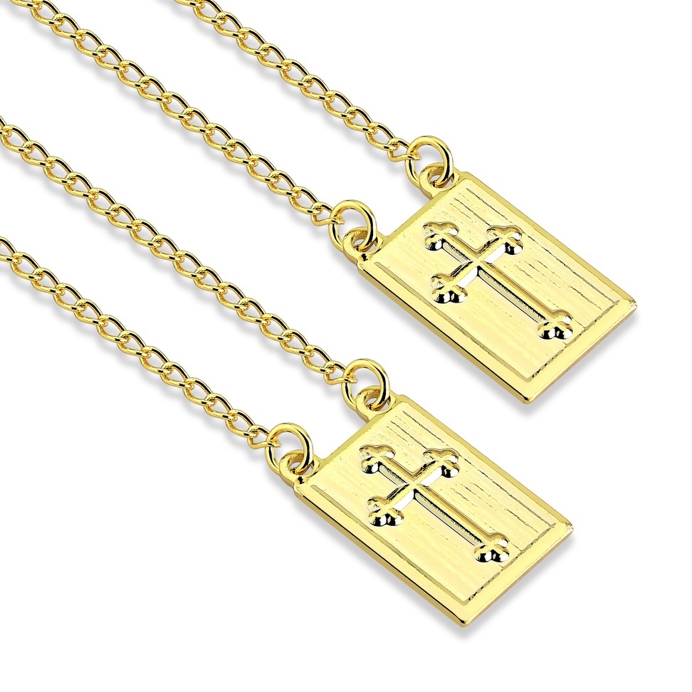 Corrente Escapulário Masculino de Cruz Banhado a Ouro 18k Correntinha Promoção
