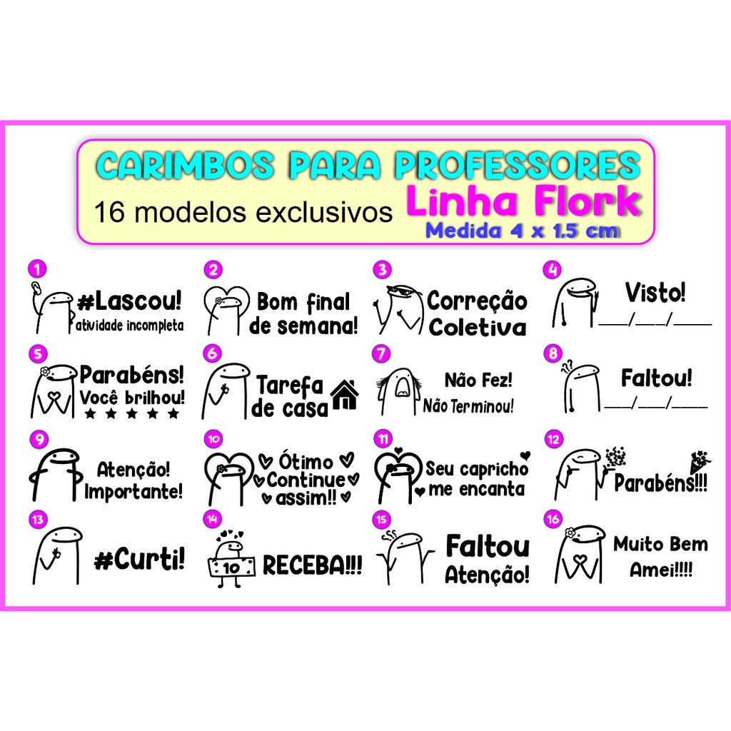 Carimbo Pedagógico Flork Carimbo Escolar para Professores ( DETALHES NA DESCRIÇÃO!)