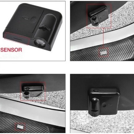 1 par led luzes  de porta do carro luzes de decoração carro sem fio lazer projetor luzes para carro SEM LOGO