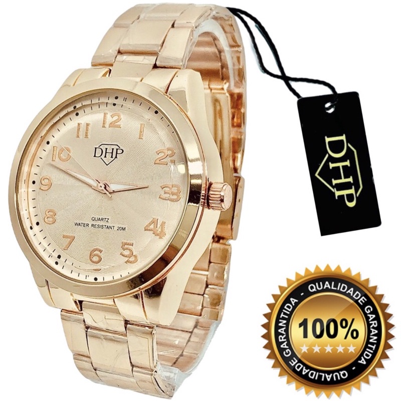 Relógio Feminino a prova dágua rose dourado original DHP Shopee Brasil