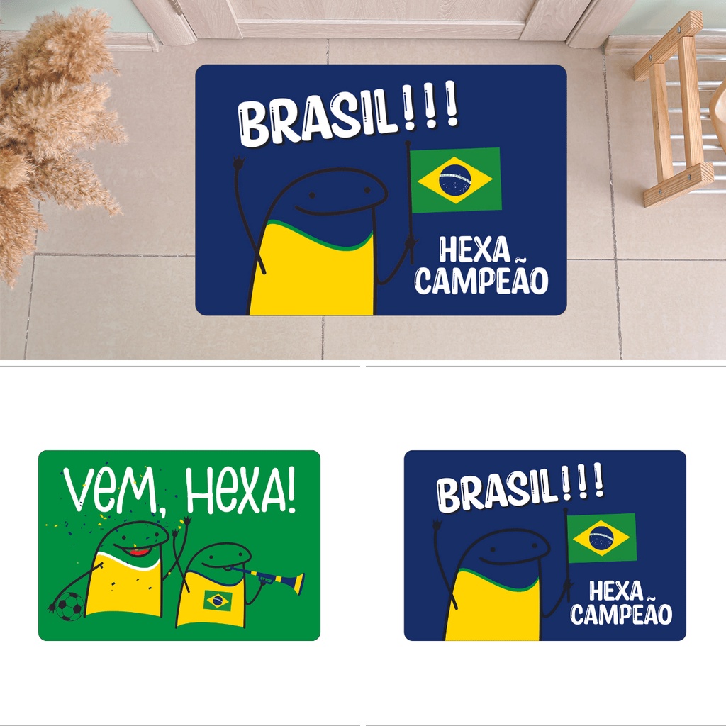 Tapete Emborrachado de Porta Bem Vindo Estampado 40x60 - Copa do Mundo Brasil