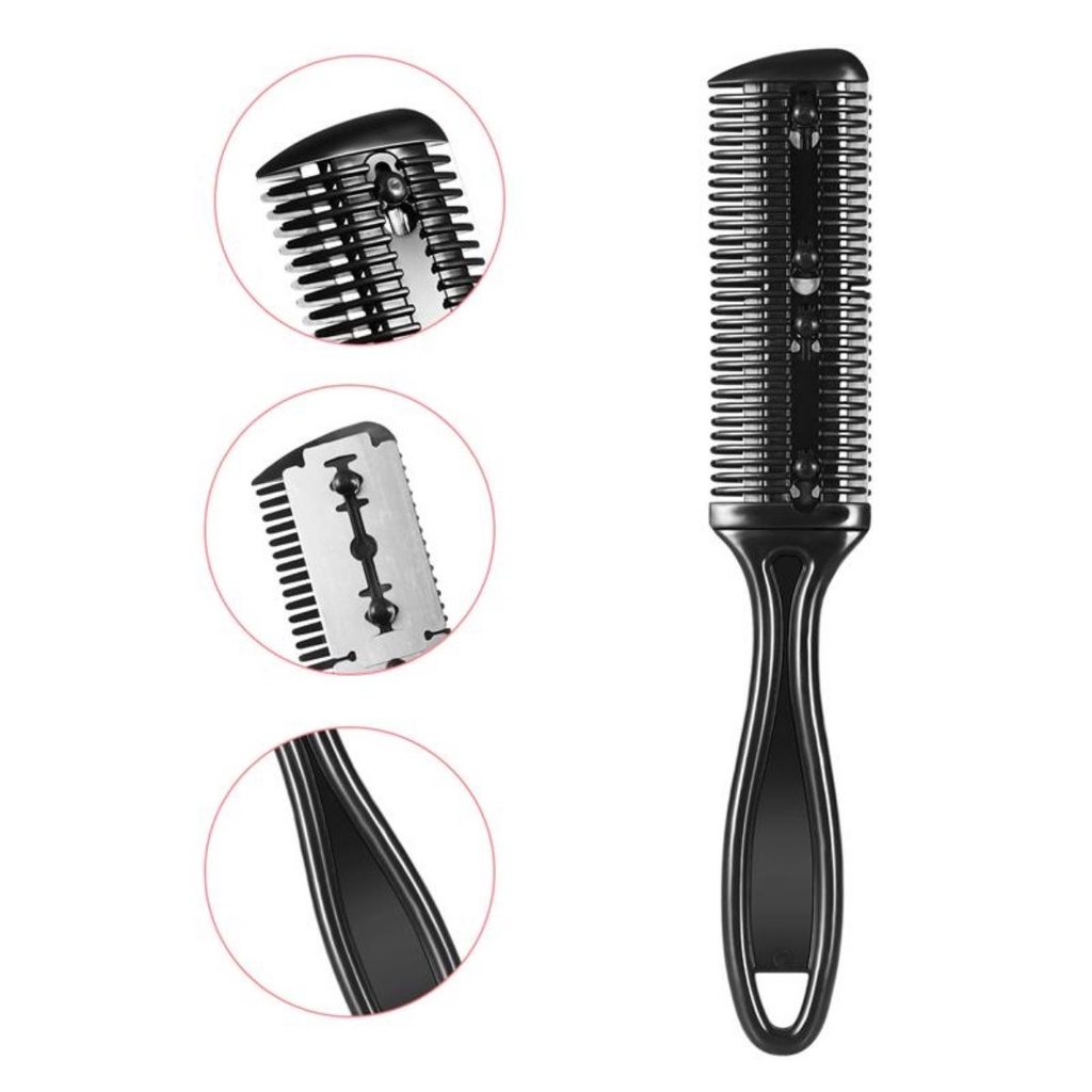 aparador cortador de cabelo pente navalha com lamina inclusa corta cabelo desfia tira volume